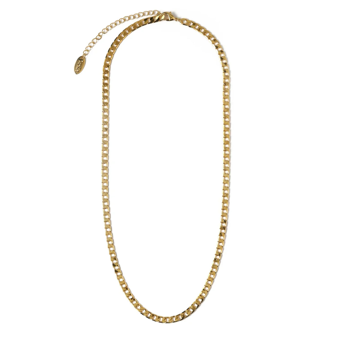Flat Link Curb Chain Necklace | Gold
