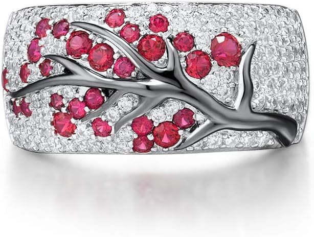 Ruby Blossom Tree Ring | White Gold