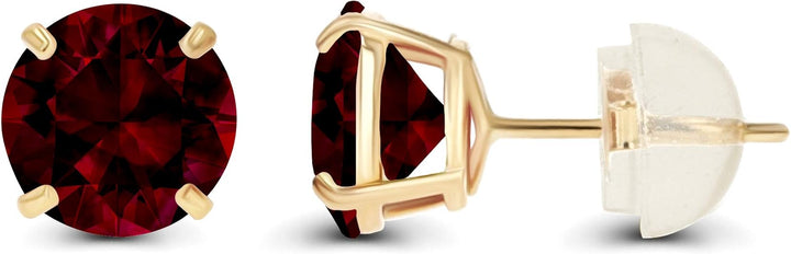 Ruby Round Stud Earrings | Gold