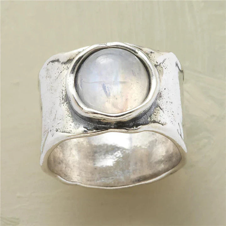 Moonstone Boho Ring | White Gold