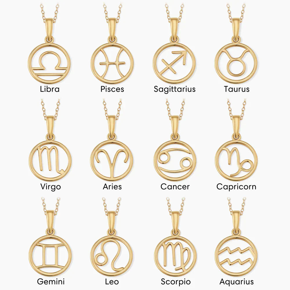 Zodiac sign necklace | White Gold