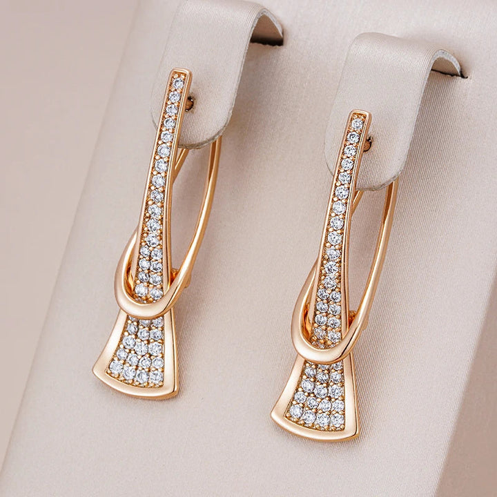 Radiant Layers Crystal Earrings | Gold